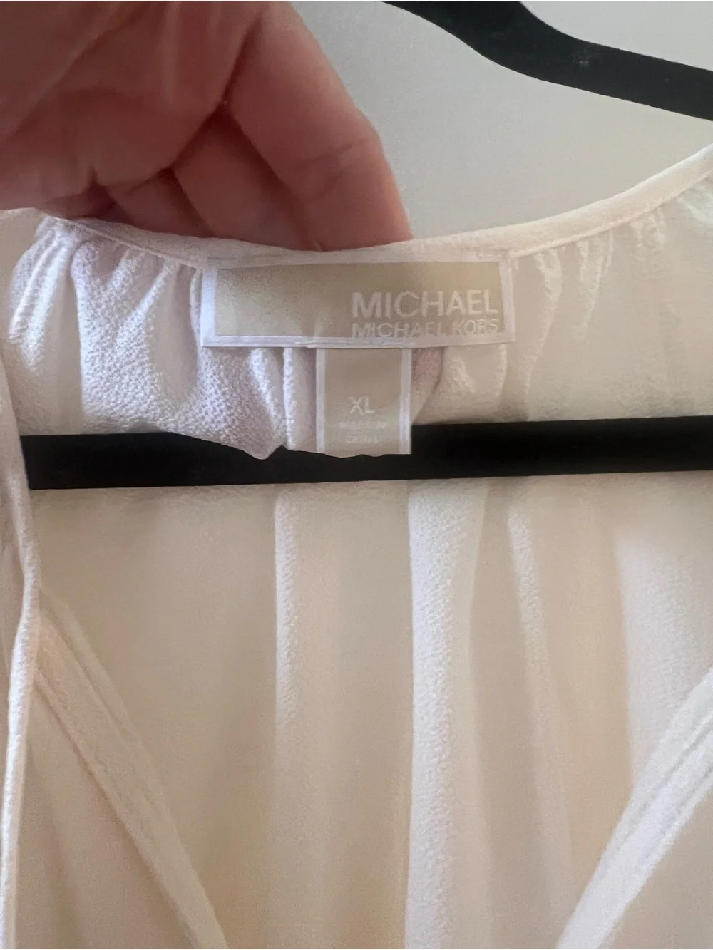 Michael Kors Cream V-Neck Long-Sleeve Peasant Blouse